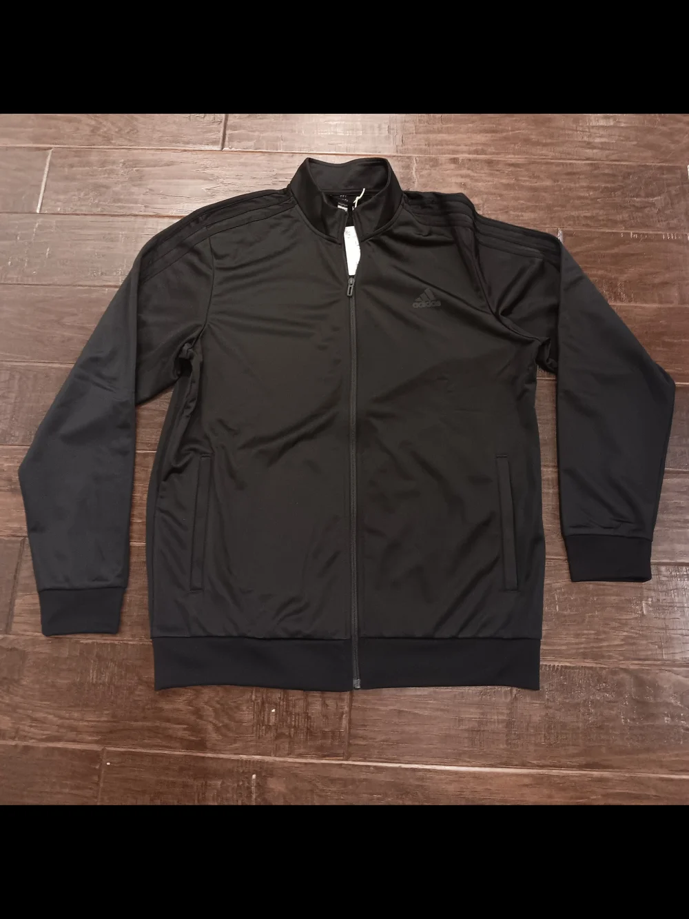 adidas Men's 3-Stripes Tricot Track Jacket Black Full Zip NWT LARGE